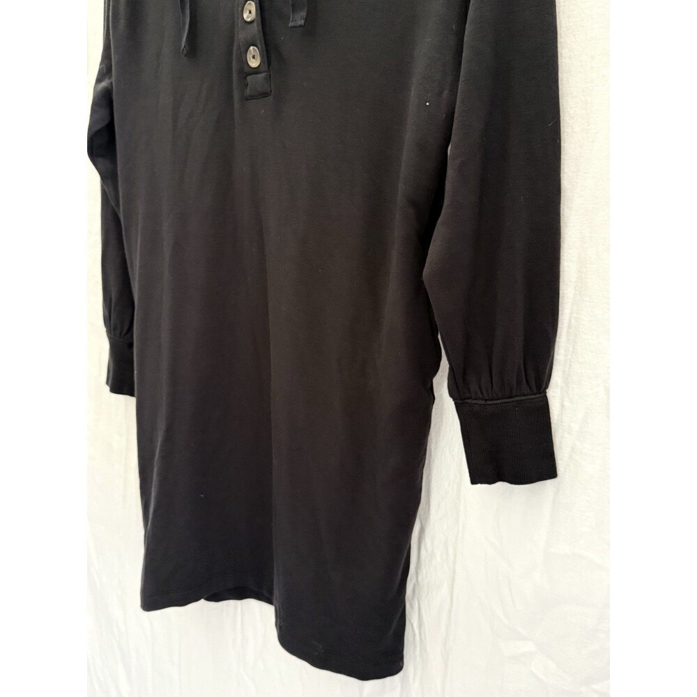 EUC Lou & Grey Hooded Henley Sweatshirt Dress S Black Cozy Athleisure Fall - Picture 5 of 16